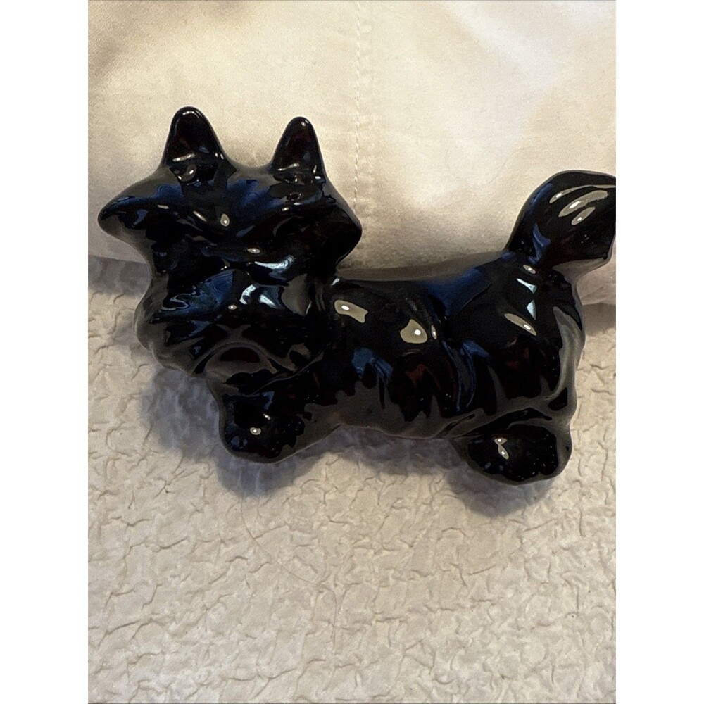 Vintage Black Scottie Dog Figurine Black 6X4” Scottish Terrier